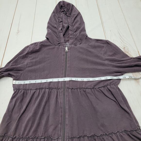 Neon Buddha Wendy brown tiered ruffle hoodie sweatshirt trapeze jacket y2k - Picture 3 of 6